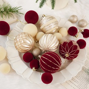 Flocked Shatterproof Xmas Balls Decor Hanging Ornament 36PCS Velvet Christmas Ball Ornaments Set for Tree Decorations