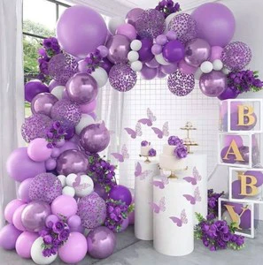 Custom Size Purple Series Princess Hollow Butterfly Latex Balloon Garland Set New Design for Birthday Scene Decoration