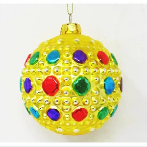 Wholesale Glass Toys for the Christmas Tree Yellow Bottom Regular Multicolored square Ball Ornaments