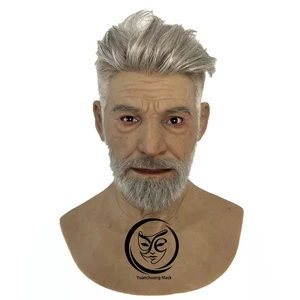 Factory Handcrafted Realistic Silicone Head Masks with Hair Beard Customized Design Lifelike Full Face Mask for Party Halloween