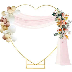 2M*2M Durable Heart-shaped Gold Metal Folding Wedding Arch for Outdoor Wedding & Party Ceremony Stage Decoration