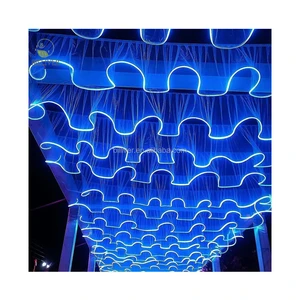 Decorative Hanging Wedding S Shape Curtain Ceiling Decoration Drapery With Led Strips Props Wedding Ceiling Decoration Hanging