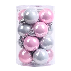 Baoling Christmas Circle Tree Balls 4/6/8/10cm Plastic 5 Colors Printed Machine-Made Hanging Ornaments Factory Direct