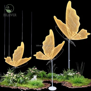 Warm Moving Road Guide Hall Light Stage wings Iron Backdrop Stand Hanging Purple Decorative Led Butterflies for Wedding Ceiling