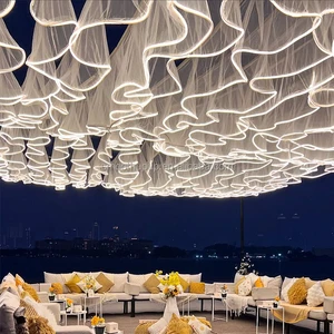 Wedding Event Ceiling Decoration RGB Light All Color Available Wave Shape Ceiling Drape Wedding Stage Decoration