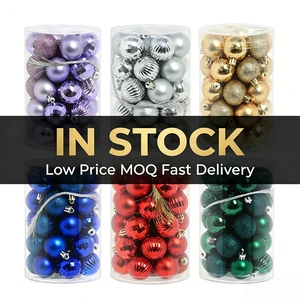 In Stock Fast Shipping 34Pcs 4cm Christmas Ball Ornaments Set Shatterproof Xmas Tree Decorative Balls Low Price Factory Direct