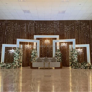 LEDA Classic White Wedding Arch Set Square PVC Frame Flower Arrangement Backdrop Stand Arch for Wedding Stage