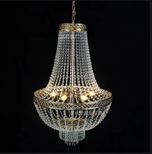 Wedding Chandelier Light Wedding Decoration Gold Silver Metal Crystal Bead Curtain Chandelier Wedding Ceiling Decoration Light