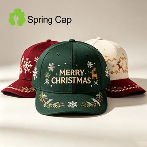 Wholesale Low MOQ Christmas Cap With Custom Embroidery Logo Festive Red Green Hat For Christmas Celebration And Promotional Gift