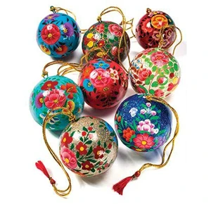 Christmas Balls Ornaments Handmade Paper Mache Ornaments for Christmas Tree Hanging Balls Kashmiri Jewelry Ornaments by AYAANS