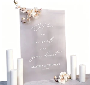 Frosted Acrylic Wedding Welcome Sign, Customizable Freestanding Decor for Ceremony and Reception