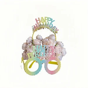 Multicolor Glitter Sequins Birthday Headband New Cross-Border Party Decoration with Happy Birthday Greetings