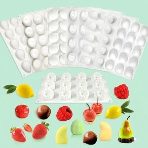 3D Fruit Mango Peach Cantaloupe Strawberry Mousse Cake Ice Cream French Dessert Baking Mold Factory Wholesale OEM