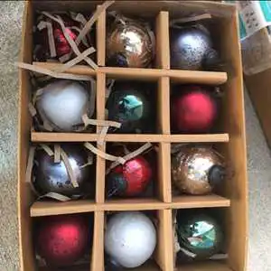 Glass Christmas Tree Ornaments Crackle Balls Glass Tree Ornaments set of 12