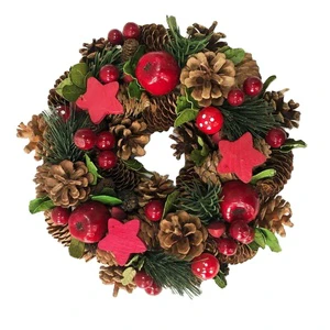 Fancy Christmas Decoration Supplier Christmas Pine Cone Wreath with Candle Cups
