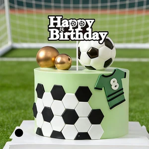 Happy Birthday Soccer Football Cake Topper for Party Cake Decorations Unique Shape Cake Accessory
