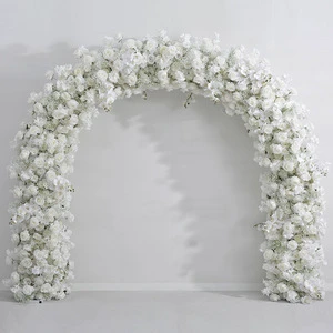 L-FR Wedding Floral Backdrop Decor White Stand Flower Row Table Runner Artificial Silk Arch Flowers For Wedding Arch Arrangement
