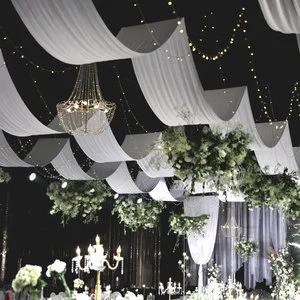 Wedding Ceiling Decoration with Elastic Milk Silk Fabric Ceiling Decoration Fabric for Festival Party Celebration Event Supplies