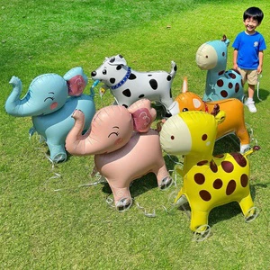 Wholesale 3D DIY Cute Animals Cartoon Wheel Animals Walking Foil Balloons for Children Toys Birthday Party Decorations