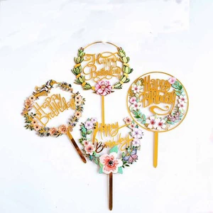 Exquisitely Crafted New Design Flower Birthday Cake Topper Decoration for Wedding and Happy Birthday