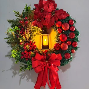 Elegant Handmade Eco-Friendly PVC Jesus Wreath Christmas Indoor Festival Decorations Stylish Golden Red Celebrations Party