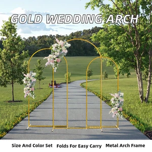 Modern Durable Eco-Friendly Handmade Portable Metal Balloon Arch Frame Gold Wedding Arch Stand Set for Party & Anniversary