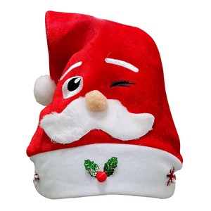 Santa Hat Holiday for Adults Unisex Velvet Comfort Extra Thicken Fur Xmas Hat for New Year Festive Party