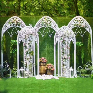 Luxury Large Wedding Props Floral Arch White Gold Metal Arch Wedding Backdrop Decoration for Reception and Stage