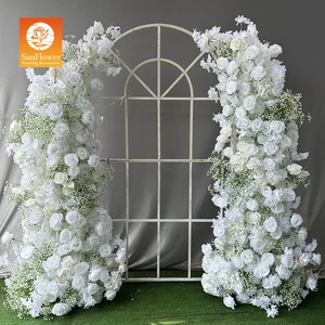 Sunwedding Artificial White Wedding Arch Backdrop Decorated Artificial Flower Arch for Wedding Background