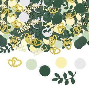 Cross-border Loving Wedding Style Colorful Cardstock Glitter Paper Confetti Just Married Leaf Circular Pieces Heart Party