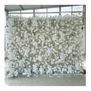 S68 Fabric Back Faux Arch Floral Runner Arrangement White Artificial Silk Rose Arch Flower Row For Wedding Aisle Backdrop Decor