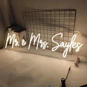 Custom Cafe LED Neon Logo Sign Mr & Mrs Wedding Home Bar Shops Decoration Name Neon Sign