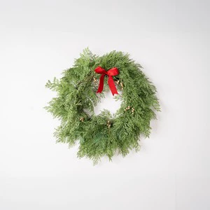 Elegant 40cm Diameter Green Natural Wood Christmas Wreath Synthetic Rattan Material Traditional Style Wall Hanging Indoor Made