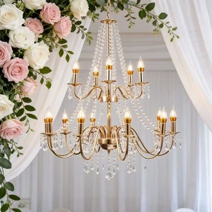 Wedding Chandelier High-quality Wrought Iron Wedding Props Home Crystal Chandelier Background Stage Ceiling Decorative Lights