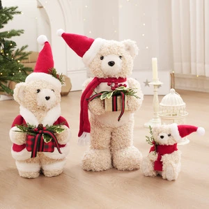 41cm Foam Christmas Ornaments Bear Adorable Soft Christmas Bear With Hat And Scarf Christmas Accessories