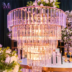 MILE Luxury Clear Led AC Powered Metal Frame Chandelier Lamps for Wedding Event Decoration