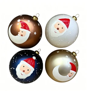 Vintage Matte Embossed 4pcs 8cm Christmas Baubles Luxury Xmas Tree Hanging Ornaments Holiday Gift