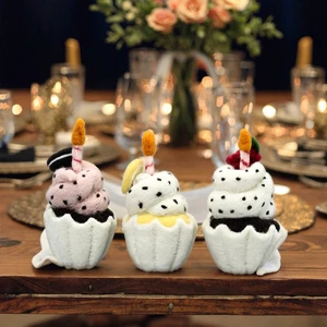 Handmade Wool Felt Cute Birthday Cake Ornaments Adorable Couple's Gift Ice Cream Desk Decor