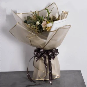 Factory Stock Colored Rim Waterproof Floral Bouquet Wrapping Paper Florist Supplies Packaging Paper for Wedding Bouquet Gift
