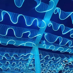 Hanging Ceiling Curtain Decor | LED Light Wedding Hallway Installation for Parties