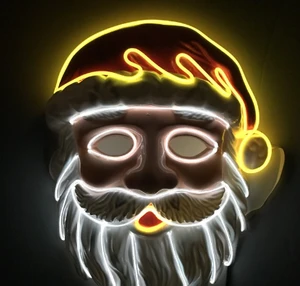 Hot-Selling Glittering Santa Claus Masks Fashionable Cold Light Luminous Masks Holiday Party Gifts