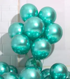 Party Balloons 50 Pcs 12 Inches Cyan Metallic Chrome Helium Shiny Latex Thicken Balloon Perfect Decoration for Wedding Birthday