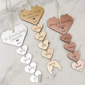 Family Christmas Hanging Heart Decoration Personalised Tiered Bauble Family Gift Custom Decorations Remembrance Ornaments