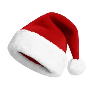 Custom Logo Multicolor Santa Hat Premium Plush Thickened Christmas Hat for Adults Kids Wholesale Holiday Party Hat Bulk