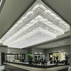 Luxury Crystal LED Chandelier Lobby Lighting Custom Led Light Fixture Villa Mall Hotel Lobby Banquet Hall Wedding Ceiling Lamp