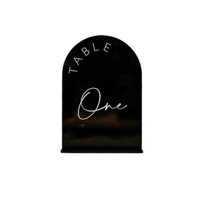 Modern Eco-Friendly Black 3MM Acrylic Arched UV Printed Table Signs Weddings 1-20 Table Numbers Stand Wedding Decoration
