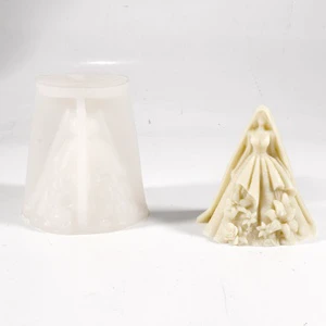 Wedding Dress Bride Silicone Mold for Fondant and Candle Making Reusable Heat Resistant Cake Tool UNIMOULD YT25449