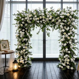 GNW Custom Green Wedding Arch with Artificial Silk Flowers - Factory Direct for Ceremony & Party Decor