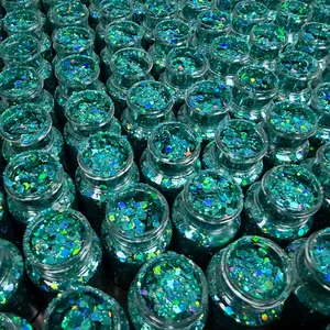 Wholesale Shakers Packaging Holographic Polyester Glitter for Epoxy Resin Tumbler Mixed Size Glitter