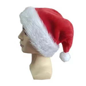 Good Quality Wholesale Cheap Soft Velvet Festival Ornaments Ordinary Christmas Hats for Adults and Children Party Supplies